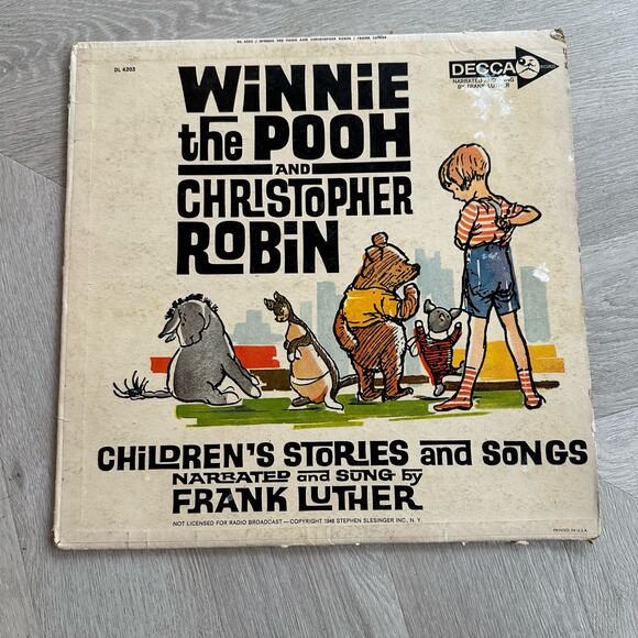 Winnie Pooh Christopher Robin Record Vinyl 1948 Frank Luther Decca Stories Songs - Picture 1 of 10